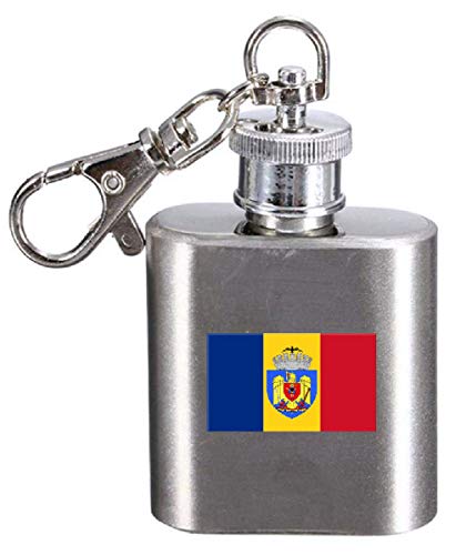 Flasque porte-clés gravé drapeau Roumanie Bucarest