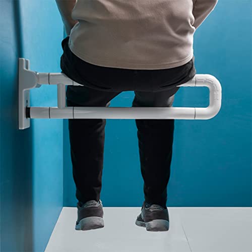 Mango plegable de acero inoxidable para baño, plegable, antideslizante, acero inoxidable, para personas mayores y discapacitados, color blanco (70 cm)