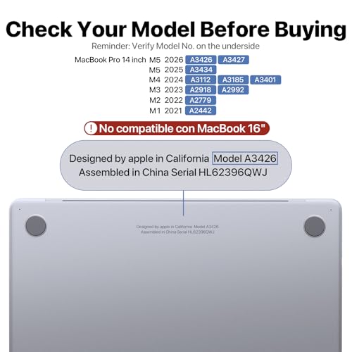 Image of Soonjet for MacBook Pro 14 inch Case | M5 M4 M3 M2 M1 Pro /Max 2026-2021 | Same as Bare-MacBook | Hard Shell + Laptop Keyboard Cover | Transparent Clear