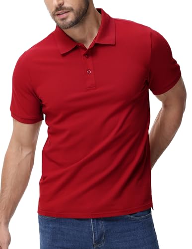 Image of MIER Men's Cotton Pique Polo Shirts, Short Sleeve Golf Work Casual Tops