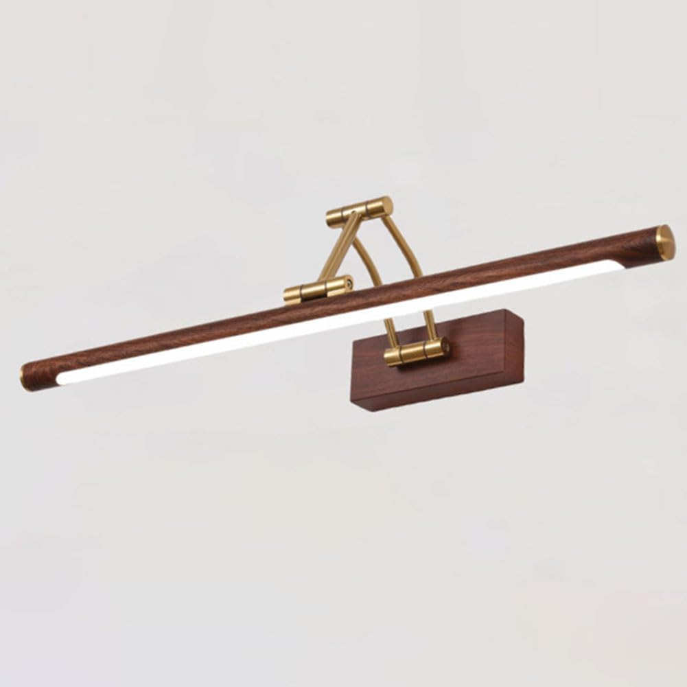 LED Spiegelleuchte Holzmaserung Drehung Wandleuchtedn 12W 56CM Wandlampe 3 Helligkeitsstufen 3000k/4500k/6000k Spiegellampen Verstellbare Wandbeleuchtung Schwenkarm für Wohnzimmer, Schlafzimmer