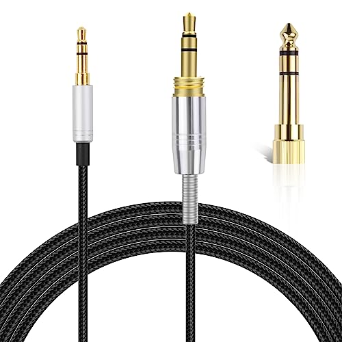 Cable de audio reemplazo con adaptador 6.35mm y doble 3.5mm 2m miniatura 1
