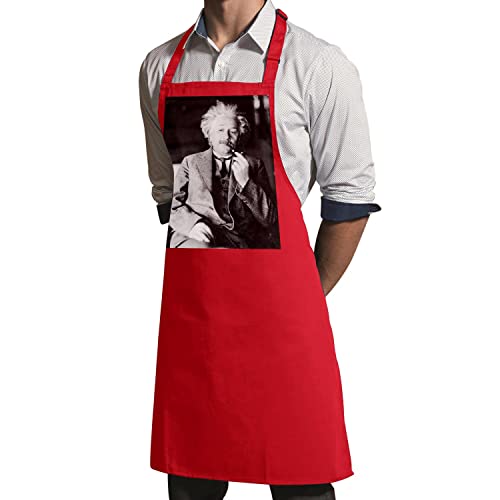 Tablier cuisine premium rouge Albert Einstein photo star scientifique original