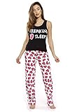 Just Love Pant Sets / Women Sleepwear / Womans Pajamas / Pjs,Hearts - White / Fuchsia,Large