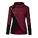 Produktbild GOKOMO Frauen-Herbst-und Winter-Katzen-Weater-Knopf-langes Hülsen-regelmäßiges Blusen-Sweatshirt Kontrastfarbener Jackenpullover mit hohem Kragen und Knöpfen für Damen(Wein-B,Small)
