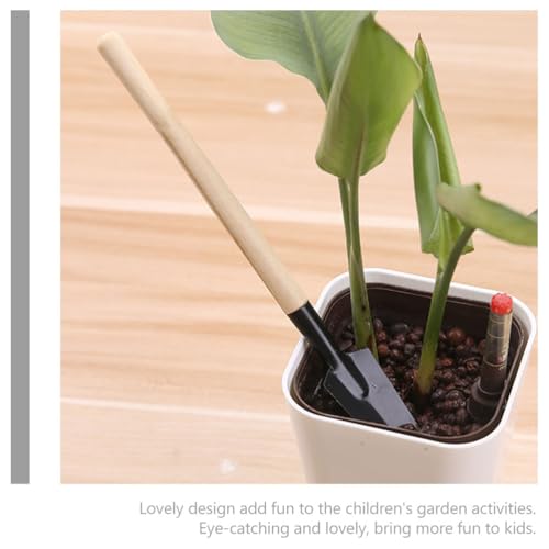 Set de 10 mini palas para jardinería con mango de madera miniatura 6