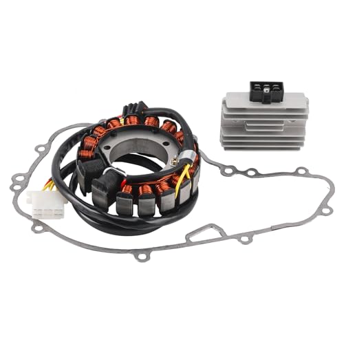 Areyourshop Kit Stator + Régulateur de Tension + Joint pour Kawasaki KLR 650 1987-2007 KL650 Tengal 1989-1991, Stator Alternateur 5 Fils 17 pôles,...