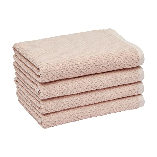Amazon Basics Odor Resistant Textured Bath Towel, 30 X 54 Inches - 4-Pack, Blush #TOP19