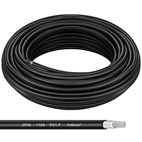 Shirbly Solar Panel Wire - 80FT Black Tinned Copper Wire, 10AWG (6mm²) PV Wire Solar Extension Cable for Outdoor Automotive RV Boat Marine Solar Panel - Black (10AWG 80FT)