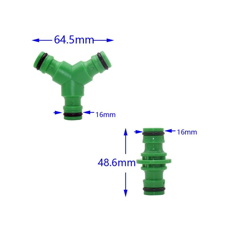 100Pcs Y Connettori rapidi a 3 vie Connettore for capezzoli a 2 vie Giunto di riparazione for tubo da giardino Raccordi da 16 mm(A)