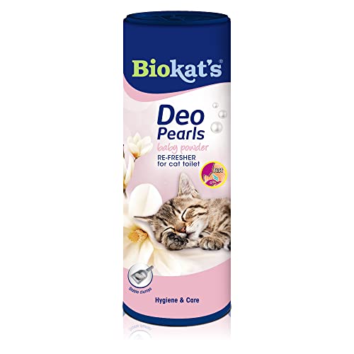 Biokatʼs Deo Pearls Baby Powder - Doftsatt strötillsats för fräscha och fasta klumpar i kattlådan - 6 burkar (6 x 700 g)