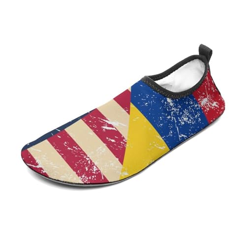 USA and Columbia Retro Flag Lightweight Water Shoes Socks Non Slip Shoes for Women Men Beach Swim River
