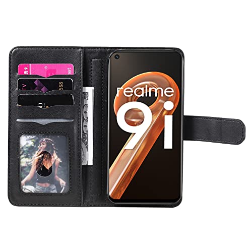 Casos de flip de smartphone Para O Caso De Proteção Contra A Carteira De Oppo Realme 9i, Pu Casca Pr