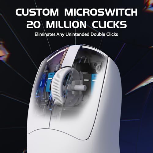 Image of ATTACK SHARK x MAMBASNAKE M4 Wireless Gaming Mouse, 24000 Adjustable DPI PAW3311 Optical Sensor, Programmed Buttons, 52g Lightweight Ergonomic Computer Mice 2.4G /BT /USB-C for PC /Mac-White