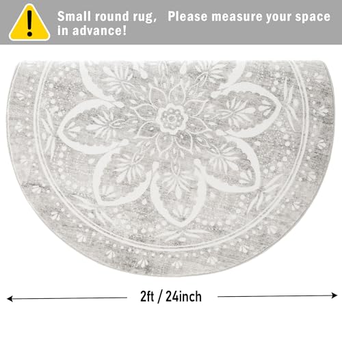 Image of Carvapet 2ft Small Round Rug, 24 inch Vintage Washable Circle Floor Mat
