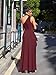 LAGSHIAN Women's Elegant Maxi Dress One Shoulder Sleeveless High Split Ruched Wedding Guest Long Dress WineRed
