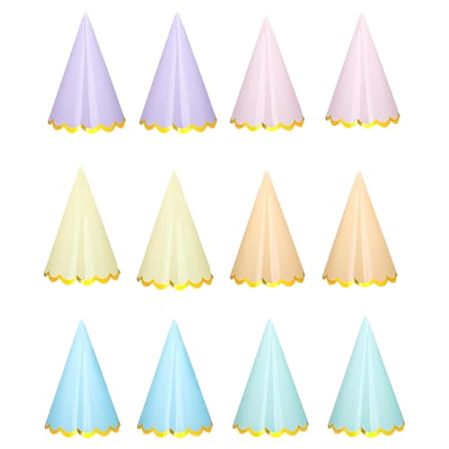 FDRJKN Birthday Hats for Adults, 12 Pack Party Hats, 6 Colors, 15.8 * 10.5cm, for Kids, Adults, and Pets, Ideal for Birthday Parties, Baby Showers, School Events