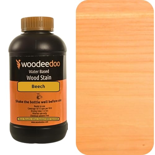 WooDeeDoo Water Based Wood Stain | Wood Dye | Ready to Use | Environmentally Friendly | Solvent Free | Odour Free | 200 ml | Beech