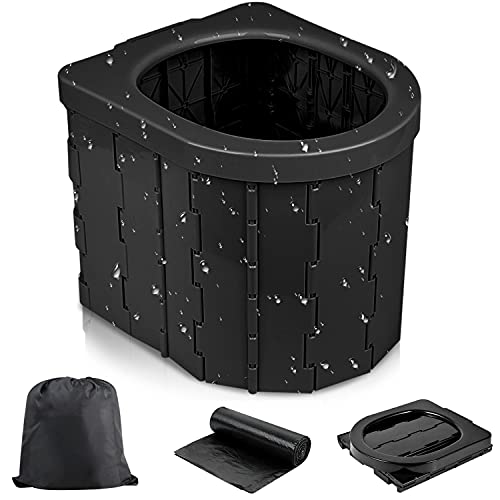 Yarrashop Portable Toilet Camping Toilet - Portable Toilet for Camping, Outdoor Camping Accessories Folding Toilet Commode Car Toilet Travel Potty for Hiking, Boating, Traffic jam (Black)