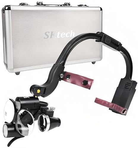 SKTECH Dental Loupes with Light 3.5X 420mm, Head-Mounted Surgical Loupes Binoculars Magnifying Glass