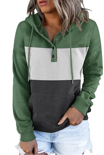 Dordanity Hoodie Damen Kapuzenpullover V-Ausschnitt Patchwork Sweatshirt...