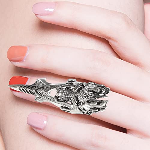 Vintage Claw Ring Skull Statement Rings 5Pcs Punk Rock Gothic Sliver Knuckle Bendable Joint Knuckle Ring Full Finger Armor Rings Jewelry Accessories for Men Women3