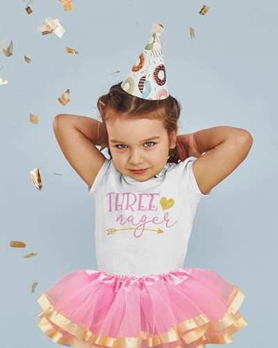 Image of Luke and Lulu Threenager Birthday Outfit - Third Birthday Outfit Girl with Tutu Skirt - Clothes for 3 Year Old - Size 3T /4T