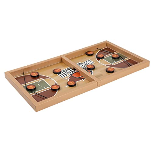 Fast Sling Puck Game - Jeu de hockey en bois Sling Puck Jeu de table de hockey sur fronde en bois de bataille de bureau Jeux de famille pour adultes et enfants Jeu de société gagnant de baby-foot