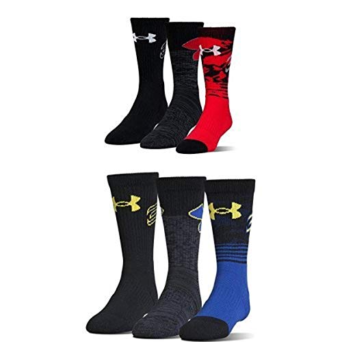 Under Armour Boys Phenom Curry Crew, Red and Royal (3 Pack)
