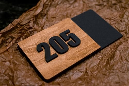 Image of HOTEL ROOM NUMBER PLATES - 201| Black acrylic board fixed mirror gold number | Easy installation type double sided tape fixed on backside