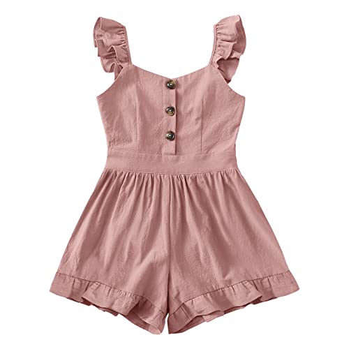 Valphsio Kids Flutter Sleeve Romper Jumpsuit Botton Down Shirt Tops Wide Leg Outfits #TOP16
