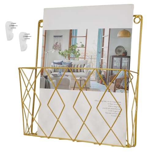 Expositor de libros metálico dorado WATIIFUFU elegante y resistente de pared para oficina 2