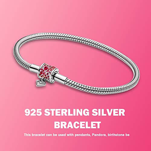 Idudu Snake Charm Bracelet,Chrysanthemum Buckle S925 Sterling Silver Jewelry Snake Chain Bracelet Fit Any Charm Gift For Women Girls-7.1In #TOP4