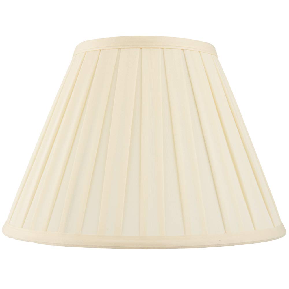 Loops Cream 14” (Inch) Tapered Drum Lamp Shade – Box Pleated Fabric Cover – Traditional Classic Clean Boutique Design - Table/Floor Lamp Lights Bases Bulb Cover – Shade Reducer Supplied