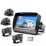 ZEROXCLUB HD Backup Camera System Kit, Loop Recording 7' Monitor with 4 Cameras, IR Night Vision Waterproof Camera with Parking Lines for Bus, Semi-Truck, Trailer, RV, Camper, BY704A