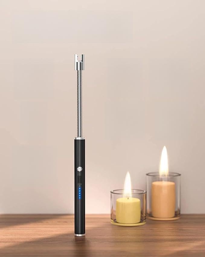 SKY-TOUCH Arc Lighter, Flameless Electronic Lighter With Led Battery Indicator, Rechargeable Usb Lighter Wind & Weatherproof Lighter For Kitchen, Barbecue, Candles, Fireworks, Gas Stove, Black
