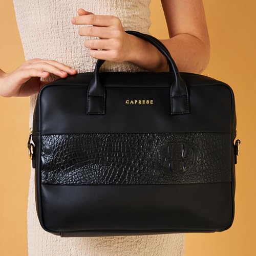 Image of Caprese Shawn Medium 16 Inch Laptop Bag for Women | Stylish 9L Business Handbag with Smart Sleeve & Back Zipper Pocket | Adjustable & Detachable Strap for Office Use