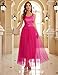 BeryLove Women's Long Sequin Party Dress Sleeveless Boat Neck Prom Wedding Homecoming Dresses for Teens Cocktail Evening Gown S001 Rose Red XS