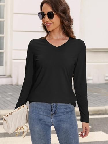 SMENG Women's Long Sleeve Shirts Cotton UPF 50+ T-Shirt V Neck Casual Outdoor Wear Fall Tops3