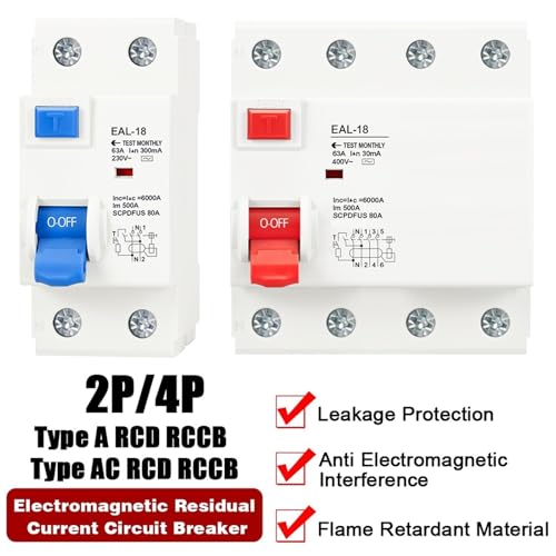 Disyuntor de corriente residual 4P tipo AC 100mA para interruptor de protección contra fugas 4