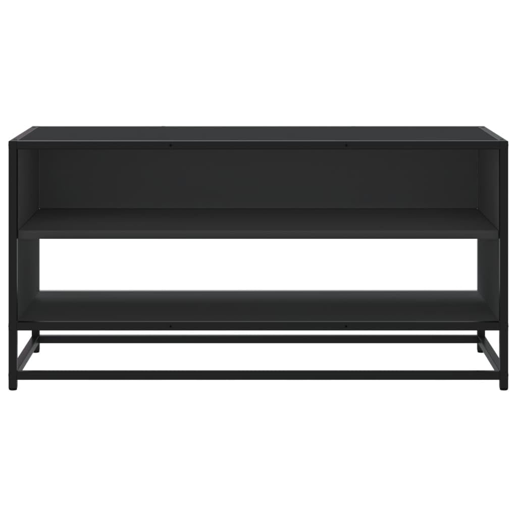 Mobile TV nero, 91 x 40 x 46 cm, in legno e metallo, mobile basso con spazio e cassetto, credenza per soggiorno, camera da letto, home theater e gaming, salvaspazio e moderno