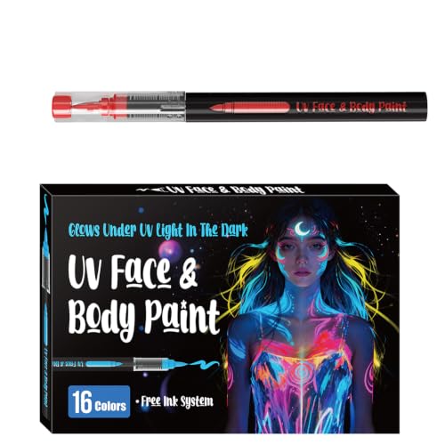 Face and Body Paint Pens, Blacklight Reactive Glow Markers for Festival Makeup and Halloween Event Body Art Blacklight Face Paint Pens Markers Glow Party Makeup Halloween Art Festival Costume - Image 7