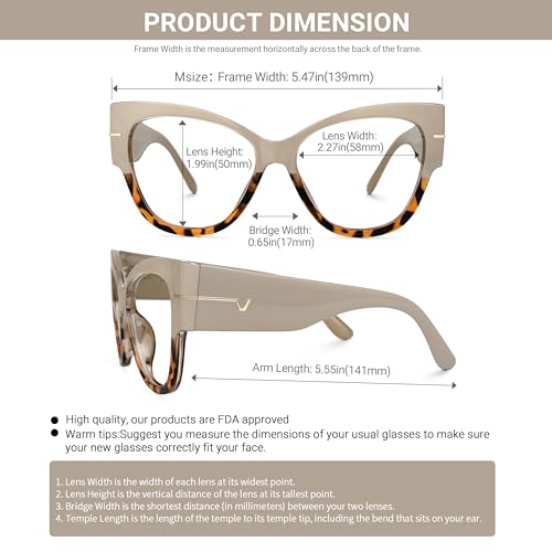 Image of VOOGLAM Oversize Cateye Blue Light Glasses for Women Anti Eyestrain Dry Eyes Computer Phone TV Eyewear Elektra
