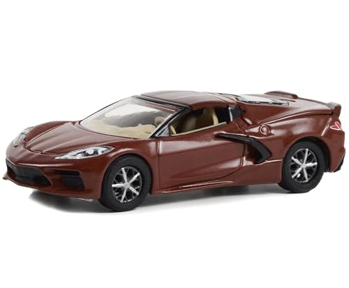 2022 Chevy Corvette C8 Stingray Coupe Caffeine Brown Metallic Showroom Floor Series 2 1/64 Diecast Model Car by Greenlight 68020 B