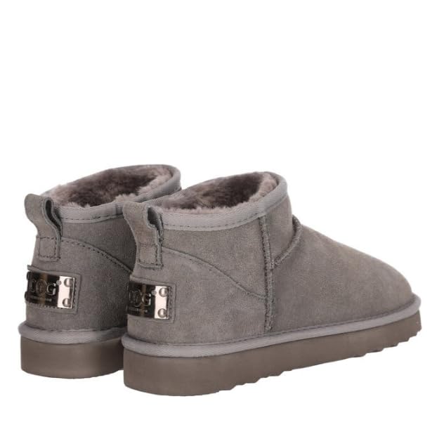 OOG Botas de mujer con lentejuelas y ante en la parte trasera, botas de moda con piel sintética acogedora, botas de mocasines en color gris, gris, 38 EU
