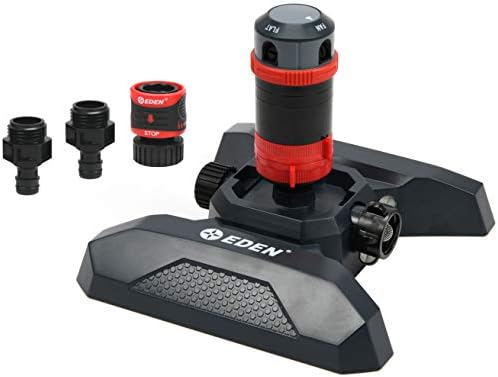 Eden 94123 4-Pattern Adjustable Mobile Rotary Gear Drive Sprinkler W/Quick Connect Starter Set, 360 Degree Coverage