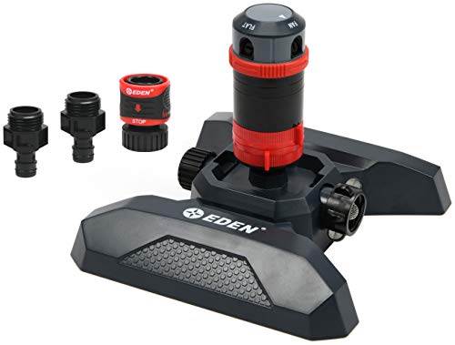 Eden 94123 4-Pattern Adjustable Mobile Rotary Gear Drive Sprinkler W Quick Connect Starter Set, 360 Degree Coverage