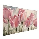 Tappetino Mouse Gaming, Tappetino mouse XXL, Antiscivolo Sottomano Da Scrivania Mouse Pad, Migliora Precisione e Velocità, Presa Stabile su Superfici Lisce 800 x 300 x 3mm Fiori di tulipano Regali