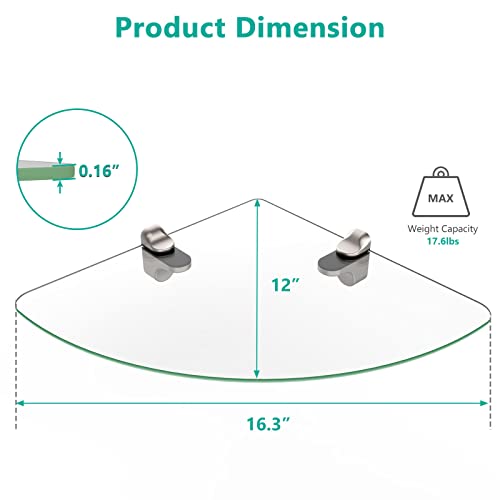 Wali Corner Floating Wall Mounted Shelf With Transparent Strengthened Tempered Glasses Wall Decor Display Storage Shelf For Bedroom, Living Room, Kitchen, Office (Cs001S), 1 Shelf, Silver #TOP1