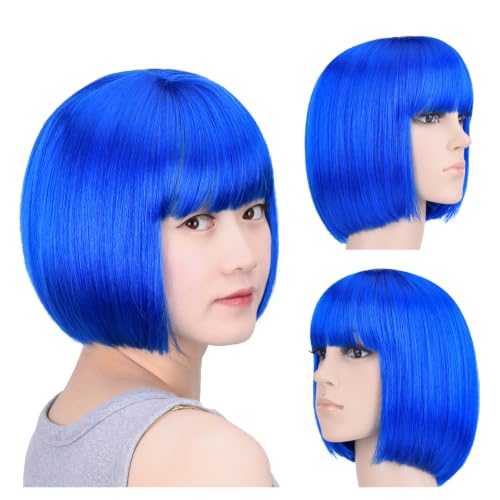 SYXLCYGG Bob Wig Blue Short Wigs 10" party,Daily,Halloween,Costume wigs